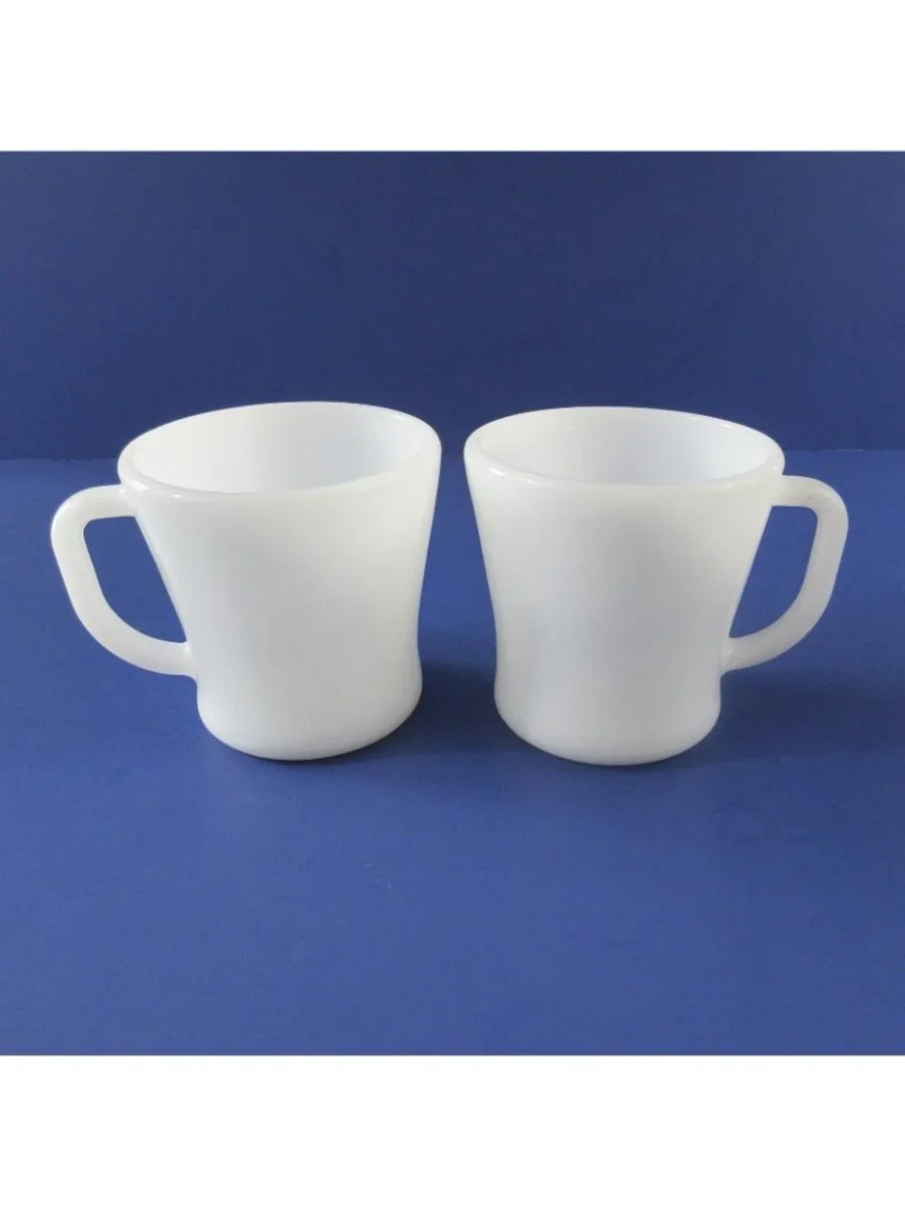Vintage Federal Glass Company White Milk Glass Mugs D Handle Lot of 2 USA